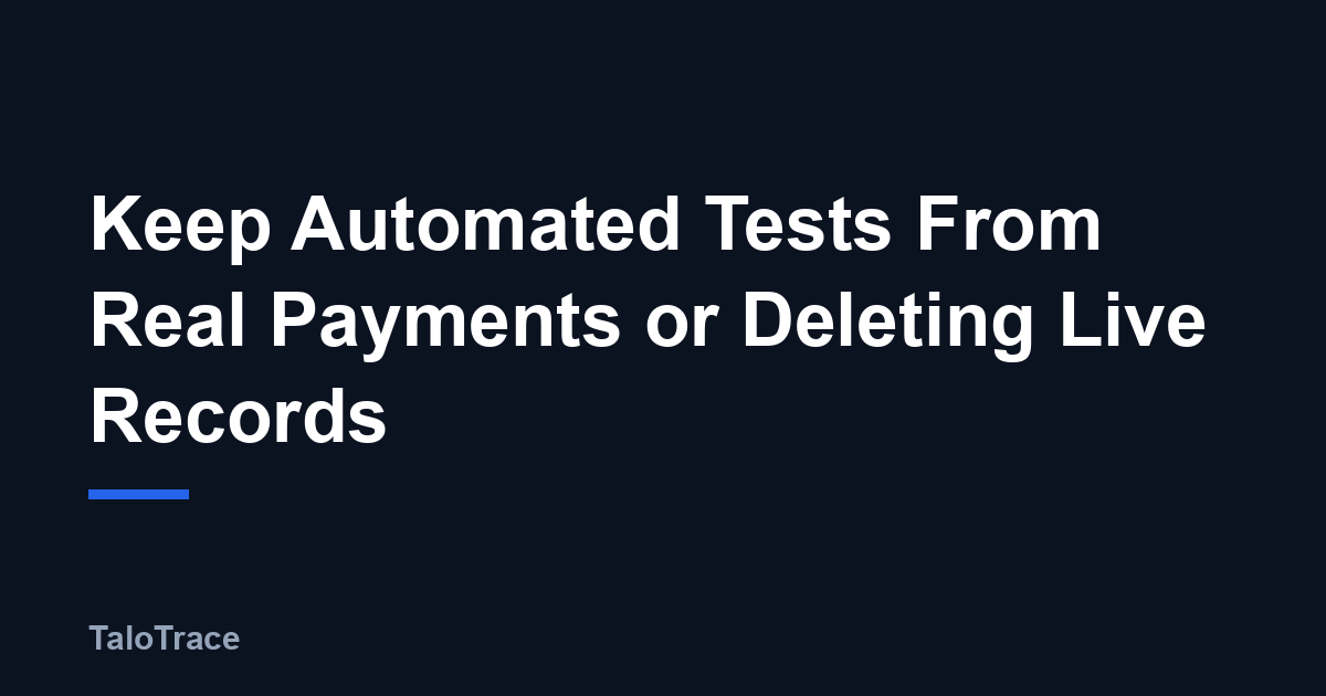 A shield icon overlaid on a mobile app checkout screen, representing TaloTrace holding back a real payment during an automated test.