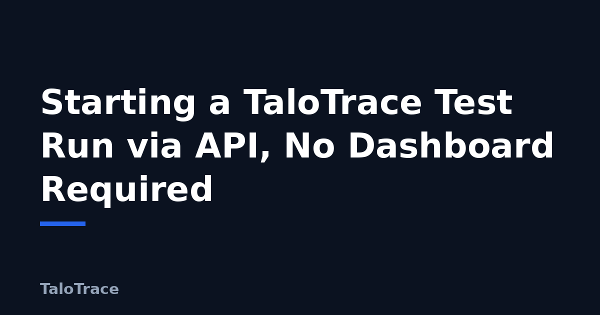 Illustration of a code editor sending an API call that starts a TaloTrace AI QA test run.