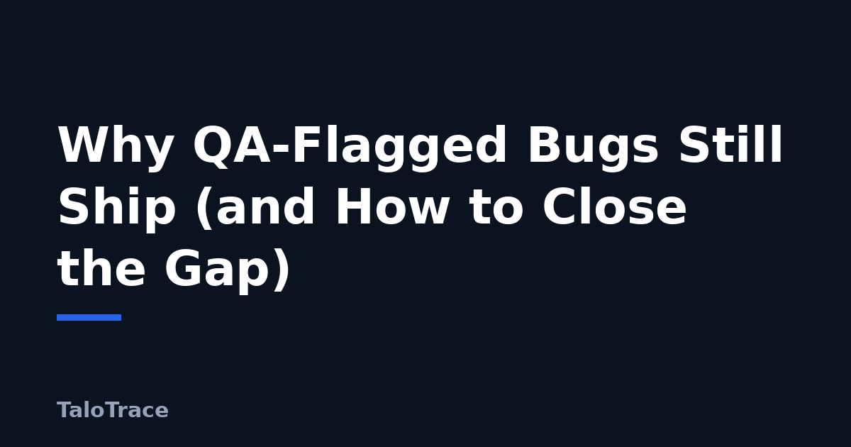 A release checklist with one flagged bug report left unchecked beside a build marked ready to ship.