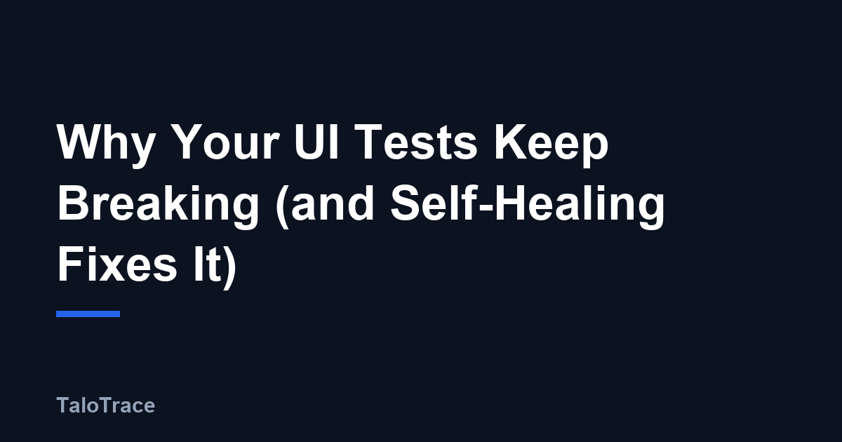 A cracked test-script icon on one side of a screen and a working self-healing test run on the other, representing brittle UI tests versus sight-based testing.
